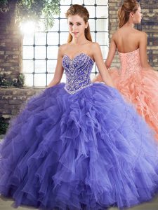 Sweetheart Sleeveless Lace Up 15th Birthday Dress Lavender Tulle
