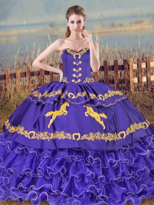 Delicate Purple Quinceanera Dress Sweetheart Sleeveless Brush Train Lace Up
