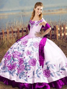 Sexy Sleeveless Lace Up Floor Length Embroidery Quinceanera Gown