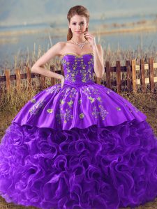 Ball Gowns Sleeveless Purple Vestidos de Quinceanera Brush Train Lace Up