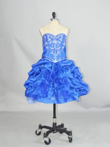 Ball Gowns Prom Dress Blue Sweetheart Organza and Taffeta Sleeveless Mini Length Lace Up