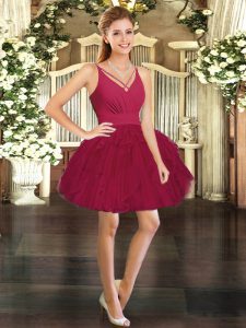 Sleeveless Backless Mini Length Ruffles Prom Dress