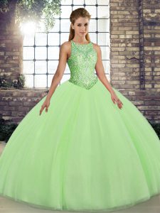 Embroidery Sweet 16 Dresses Lace Up Sleeveless Floor Length