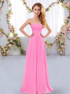 Rose Pink Sweetheart Neckline Ruching Wedding Guest Dresses Sleeveless Lace Up