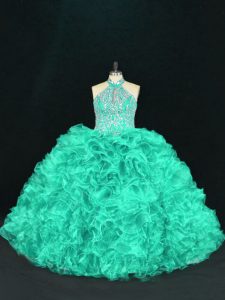 Top Selling Sleeveless Beading and Ruffles Lace Up Quinceanera Gowns