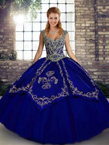 Floor Length Ball Gowns Sleeveless Blue Sweet 16 Dresses Lace Up