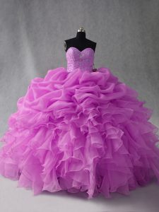 Captivating Organza Sleeveless Floor Length Quinceanera Dress and Beading and Ruffles and Pick Ups