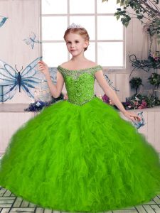 Most Popular Off The Shoulder Sleeveless Lace Up Pageant Dress Wholesale Tulle