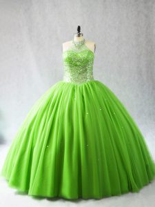 Best Tulle Sleeveless Quinceanera Dresses Court Train and Beading