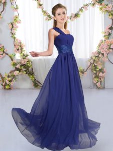 Royal Blue Sleeveless Chiffon Lace Up Wedding Party Dress for Wedding Party
