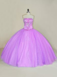 Lilac Sleeveless Sequins Floor Length Ball Gown Prom Dress