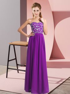 Sweetheart Sleeveless Lace Up Homecoming Dress Purple Chiffon