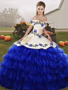 Noble Floor Length Ball Gowns Sleeveless Royal Blue Quinceanera Gown Lace Up