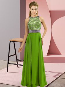 New Style Chiffon Sleeveless Floor Length Dress for Prom and Beading