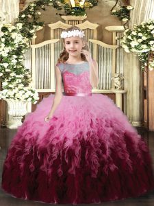 Custom Fit Floor Length Backless Little Girls Pageant Dress Wholesale Multi-color for Wedding Party with Ruffles