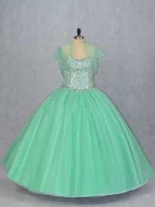 Apple Green Vestidos de Quinceanera Sweet 16 and Quinceanera with Beading Sweetheart Sleeveless Lace Up