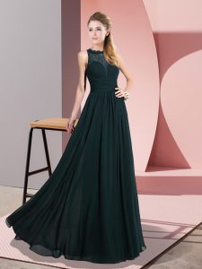 Floor Length Empire Sleeveless Green Evening Dress Zipper