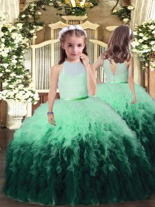 Elegant Floor Length Ball Gowns Sleeveless Multi-color Little Girl Pageant Gowns Backless