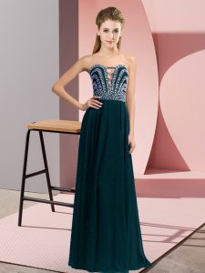 Chiffon Sleeveless Floor Length Prom Gown and Beading