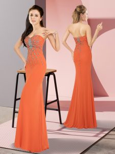 Orange Red Prom Dress Prom and Party with Beading Sweetheart Sleeveless Zipper