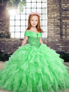 Floor Length Ball Gowns Sleeveless Pageant Dress for Girls Lace Up