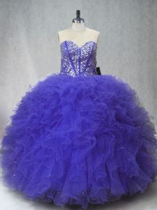 Fantastic Floor Length Ball Gowns Sleeveless Purple Quinceanera Gowns Lace Up