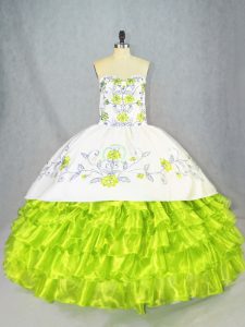 Ball Gowns Organza Sweetheart Sleeveless Embroidery and Ruffled Layers Floor Length Lace Up Sweet 16 Dresses
