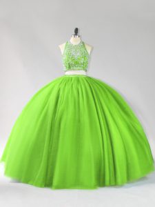 On Sale Halter Top Neckline Beading Quinceanera Gown Sleeveless Backless