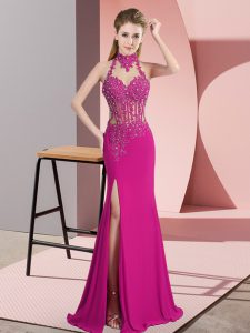 Sleeveless Backless Floor Length Lace and Appliques Dress for Prom