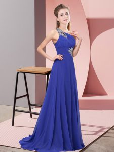 Purple Dress for Prom Beading Sleeveless Floor Length