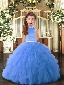Tulle Sleeveless Floor Length Pageant Dress and Beading
