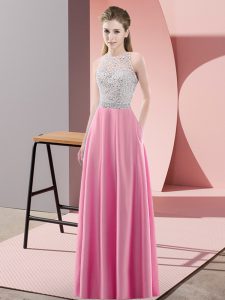 Fantastic Satin Sleeveless Floor Length Dress for Prom and Beading