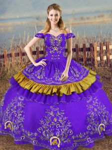 High End Purple Lace Up Quinceanera Dress Embroidery Sleeveless Floor Length
