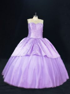 Extravagant Lavender Scoop Neckline Beading Quinceanera Gowns Sleeveless Lace Up