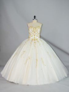 Champagne Sleeveless Beading Floor Length Quinceanera Gown