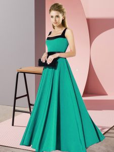 Belt Quinceanera Court Dresses Turquoise Zipper Sleeveless Floor Length