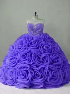 Artistic Lavender Sleeveless Beading Lace Up Sweet 16 Dress