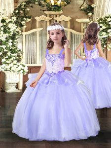 Gorgeous Lavender Straps Lace Up Beading Child Pageant Dress Sleeveless