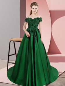 Excellent Dark Green Zipper Quinceanera Gown Lace Sleeveless Court Train
