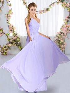 Lavender Sleeveless Ruching Floor Length Bridesmaid Dresses