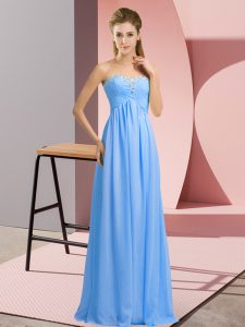 Classical Blue Sleeveless Chiffon Lace Up Homecoming Dress for Prom and Party and Military Ball