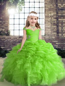Sleeveless Organza Lace Up Pageant Dress for Teens for Party and Wedding Party