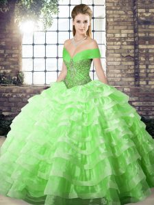 Edgy 15 Quinceanera Dress Off The Shoulder Sleeveless Brush Train Lace Up