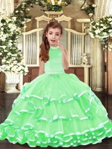Super Beading and Ruffled Layers Little Girl Pageant Dress Backless Sleeveless Floor Length