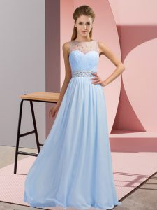Best Selling Scoop Sleeveless Chiffon Dress for Prom Beading Backless