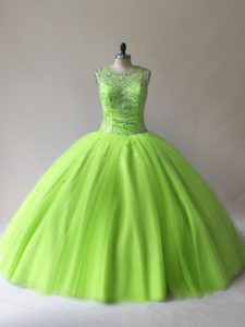 Customized Sleeveless Beading Floor Length 15 Quinceanera Dress