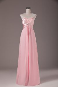 Colorful Floor Length Baby Pink Prom Dresses Sweetheart Sleeveless Lace Up