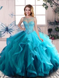 New Arrival Sleeveless Beading and Ruffles Lace Up Quinceanera Dress