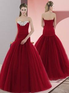 Eye-catching Sweetheart Sleeveless Tulle Prom Evening Gown Beading Zipper