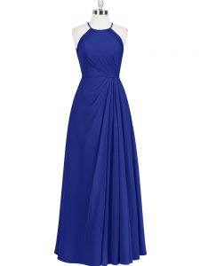 Clearance Royal Blue Dress for Prom Prom and Party with Ruching Halter Top Sleeveless Zipper